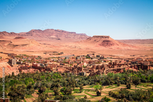The traditional Berber city Ouarzazate on the hillside. Africa Morocco in the neighborhood of Ait Ben Haddou