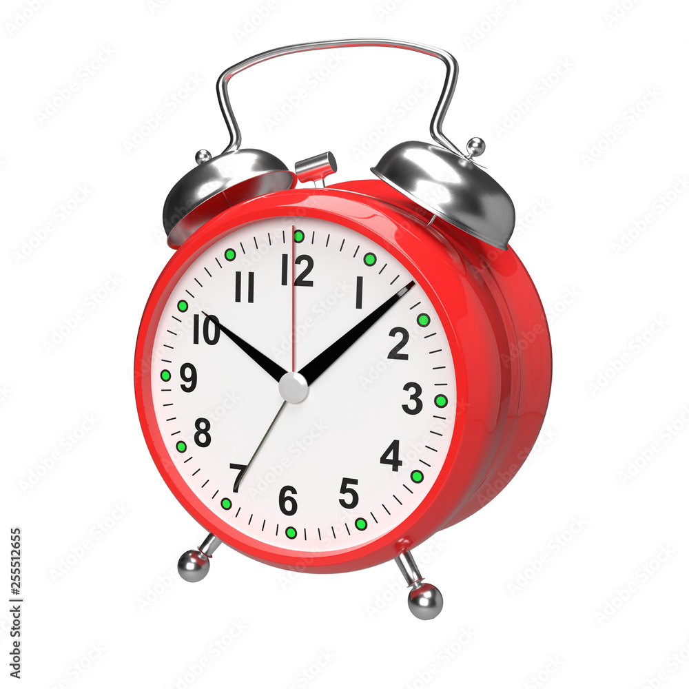 Alarm clock on white background. 3D rendering Alarm clock on white background. 3D rendering