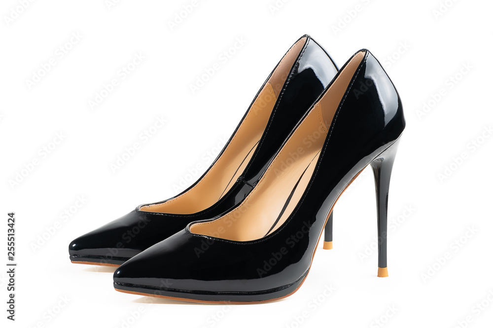 Luxury black high heel isolated on white background..With clipping path for design and artwork. High quality image. Luxury black high heel isolated on white background..With clipping path for design and artwork. High quality image.