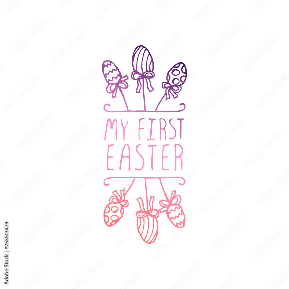 Hand drawn typographic easter element on white background