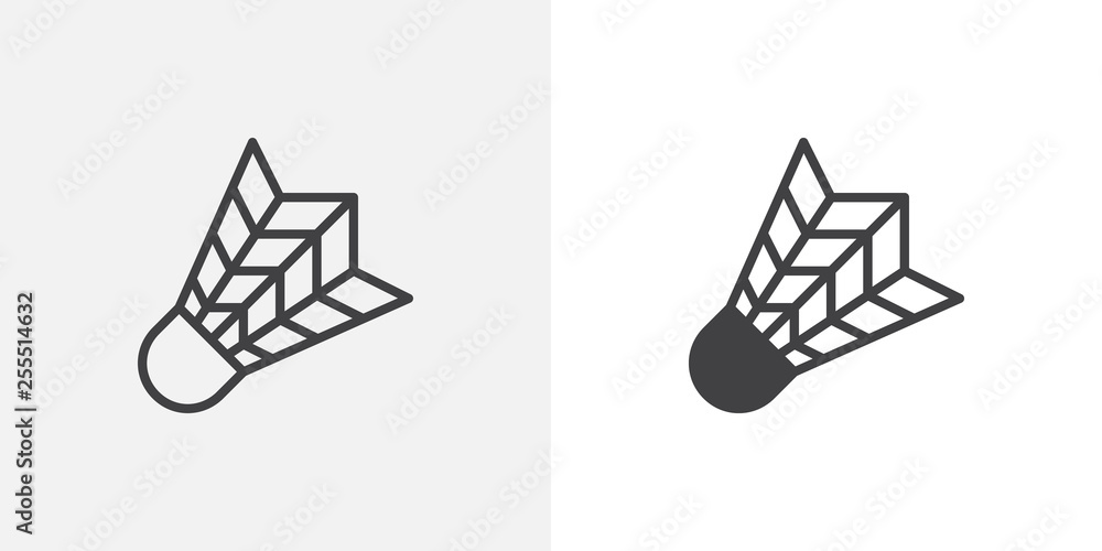 Shuttlecock icon. line and glyph version, outline and filled vector sign. Badminton shuttlecock linear and full pictogram. Symbol, logo illustration. Different style icons set