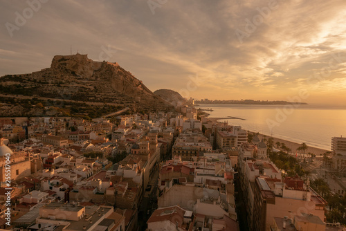 Alicante, Castle of Santa Barbara on Mount Benacantil at dawn photo