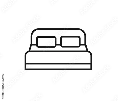 Double hotel room line icon. Double bed 