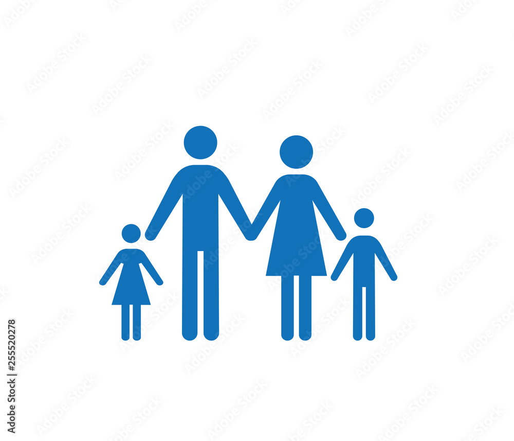 Modern family icon vector with four family member Modern family icon vector with four family member