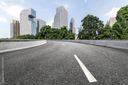empty highway with cityscape of chengdu China