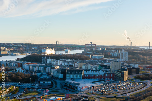 bird eye view of gothenburg city from top of ramberget hill photo