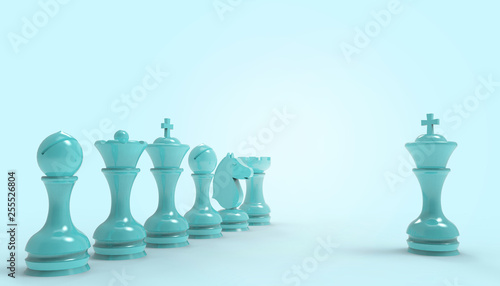 Chess board game and strategy ideas concept business futuristic on isolated on pastel blue background for copy space - 3d rendering
