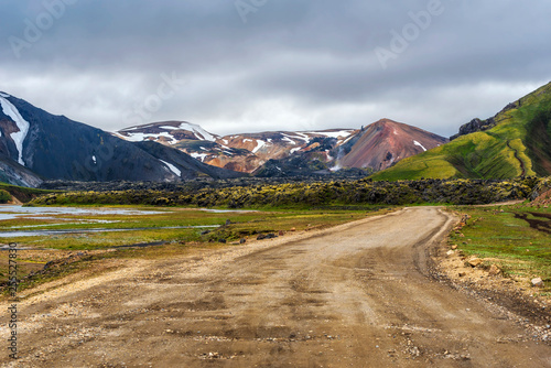 Landmannalaugavegur road F225 in Fridland ad Fjallabaki Natural park in Highlands of Iceland photo