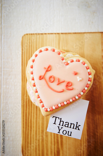 Heart shaped icing cookie with message