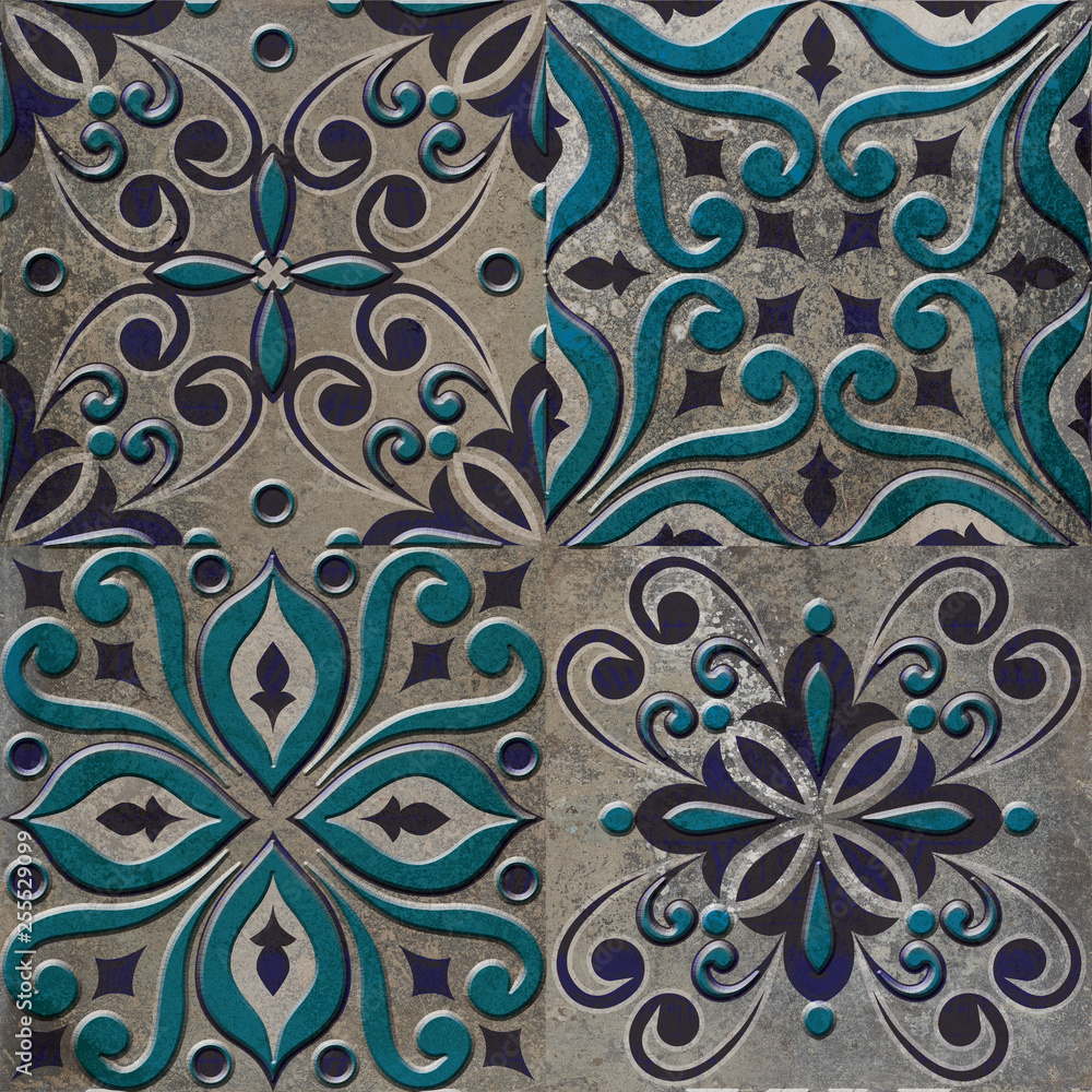 beautiful blue vintage pattern mosaic tile