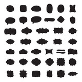 Big set of black vector frames and speech bubbles for text and images. Different forms, design elements, boxes, frames.