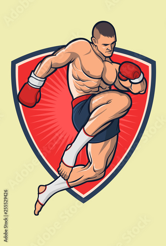 Muay Thai Fighter Flying Knee Kick