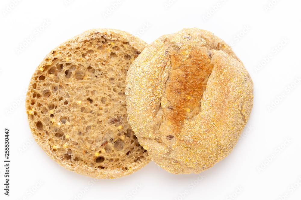 Rye bread slice on a white background. Rye bread slice on a white background.