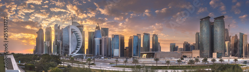 The skyline of West Bay and Doha City, Qatar photo