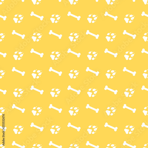 Seamless pattern with bones, dog tracks.