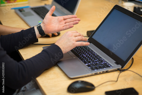 businessman working on laptop in office