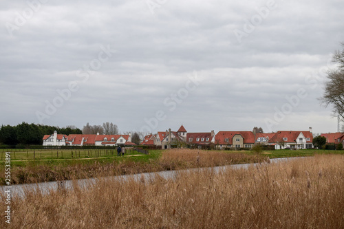 Typical Dutch landscape in Sluis, the Netherlands
