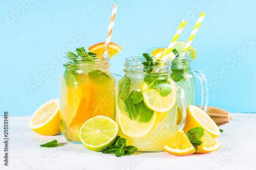 Lemonade, mojito and orange lemonade.