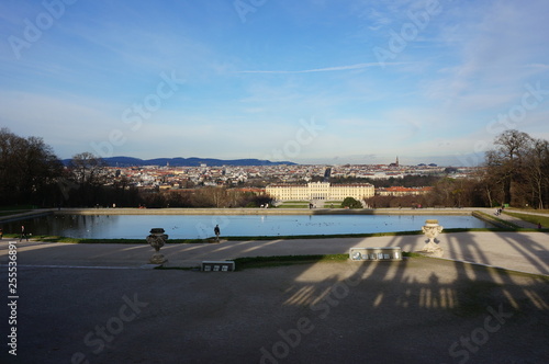 Vienna, Austria, October 2018 - Beautiful view of Schonbrunn Palace and Vienna from the Gloriette © Fizzl