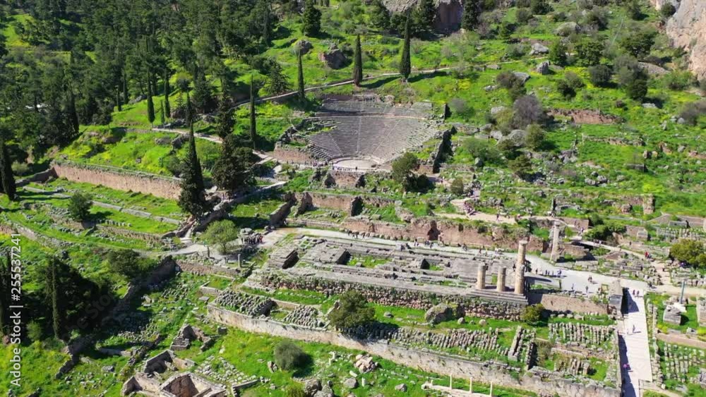 Aerial drone video of iconic Temple of Apollo in archaeological site of ...