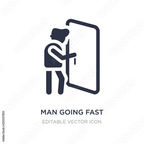 man going fast and with force against a door icon on white background. Simple element illustration from People concept.