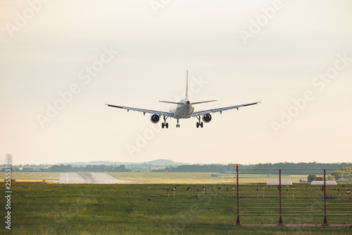 big Airpalne landing un a runway at the prague airport  photo