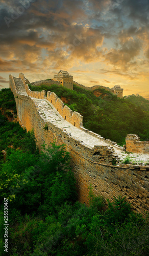 Canvas-taulu Sunset on the great wall of China,Jinshanling