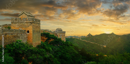 Fototapete Sunset on the great wall of China,Jinshanling