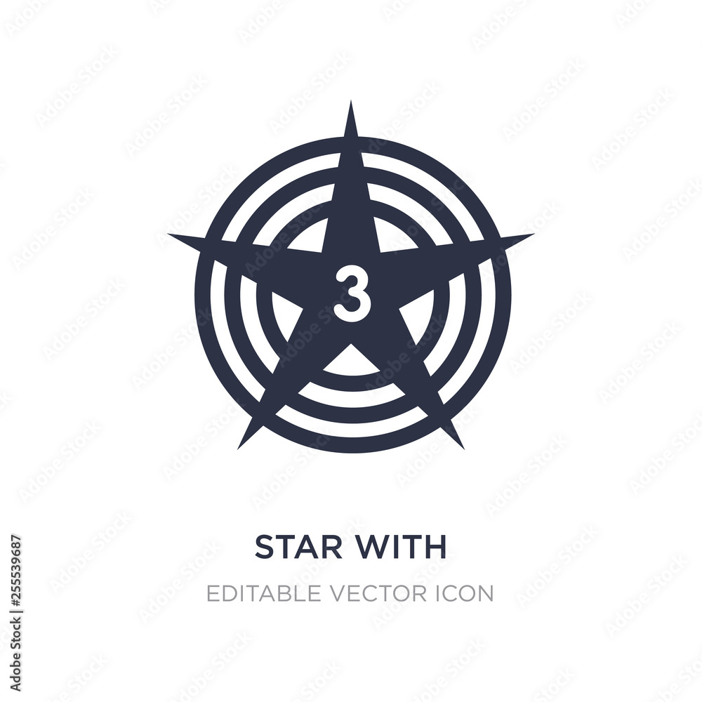 star with number three icon on white background. Simple element illustration from Shapes concept.