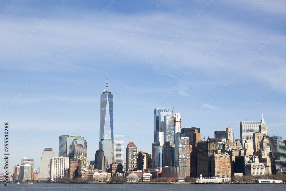 Manhattan skyline seen from the Hudson river