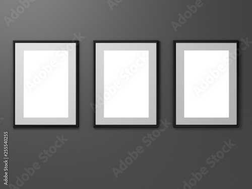 Empty advertising poster (banner) - mockup template on gray background. 3D rendering