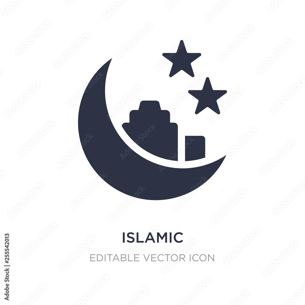 islamic crescent with small star icon on white background. Simple element illustration from Signs concept. islamic crescent with small star icon on white background. Simple element illustration from Signs concept.
