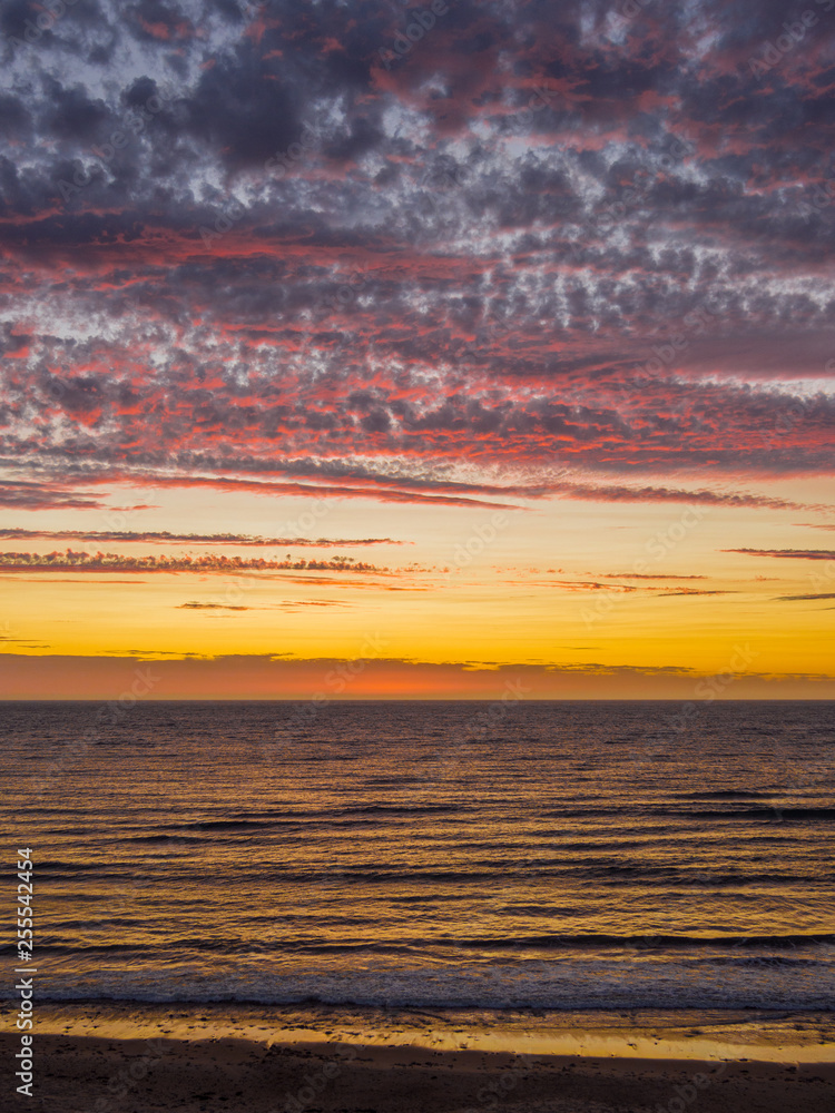 Fototapeta premium Autumn evening sunset at Seaford Beach, Adelaid, South Australia