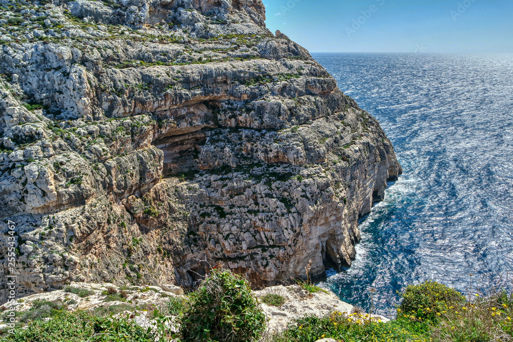 views of rocky coast near Blue Grotto, Malta