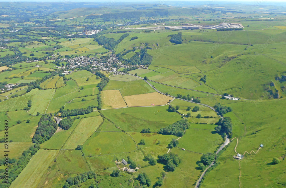 Aeial view of Castleton, Peak District