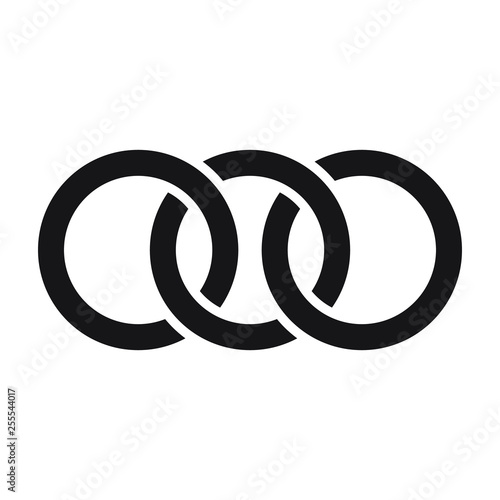 Interlocking circles, rings contour. Circles, rings concept icon. Vector illustration on white background. 