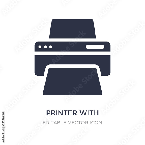 printer with print and paper sheets icon on white background. Simple element illustration from Tools and utensils concept.
