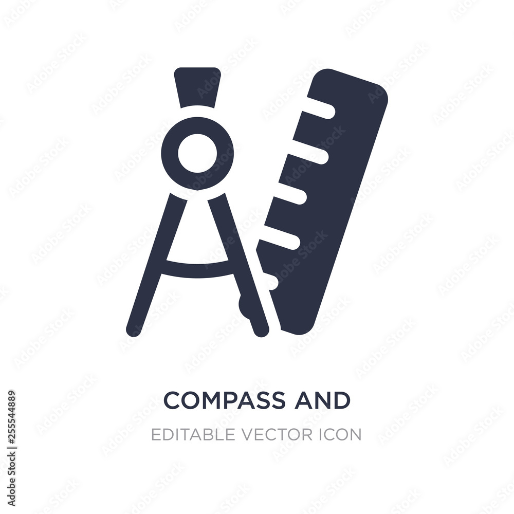 compass and ruler for mathematics icon on white background. Simple element illustration from Tools and utensils concept. compass and ruler for mathematics icon on white background. Simple element illustration from Tools and utensils concept.