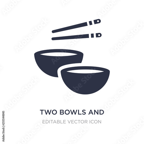 two bowls and chopsticks icon on white background. Simple element illustration from Tools and utensils concept.