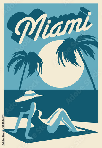 Miami Florida Beach postcard