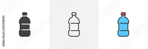 Water bottle icon. Line, glyph and filled outline colorful version, Plastic bottle of water outline and filled vector sign. Symbol, logo illustration. Different style icons set. Vector graphics