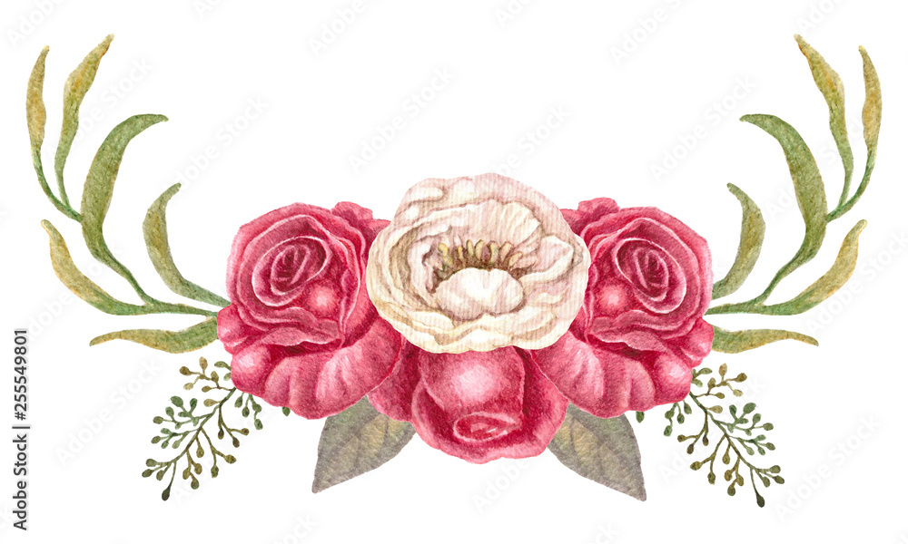 Watercolor flowers, Floral bouquet illustration, Botanical art for ...