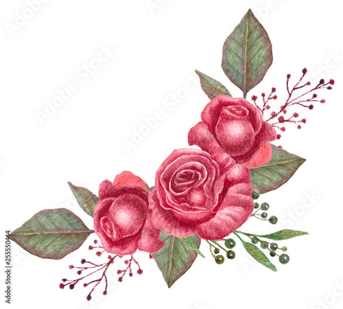 Watercolor flowers, Floral bouquet illustration, Botanical art for wedding design, invitation templat, prints, textile.