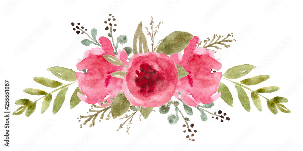 Φωτογραφία Watercolor flowers, Floral bouquet illustration, Botanical art for wedding design, invitation templat, prints, textile