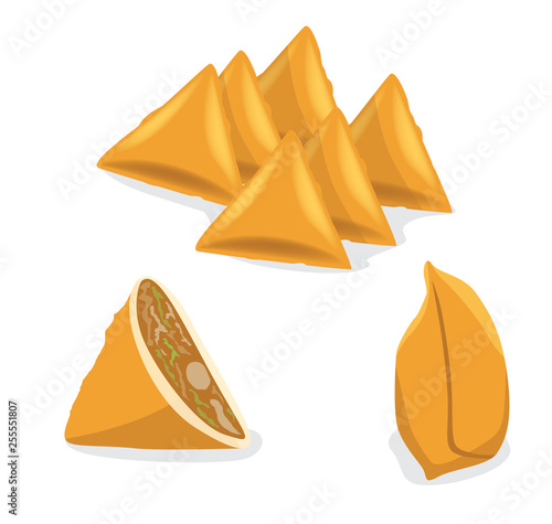 Middle Eastern Food Samosa Vector Illustration