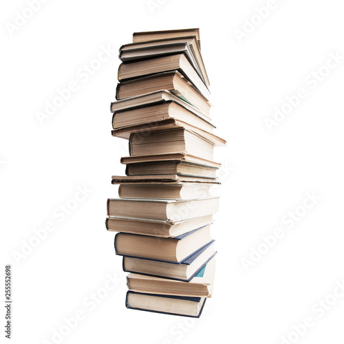 High stack of old books