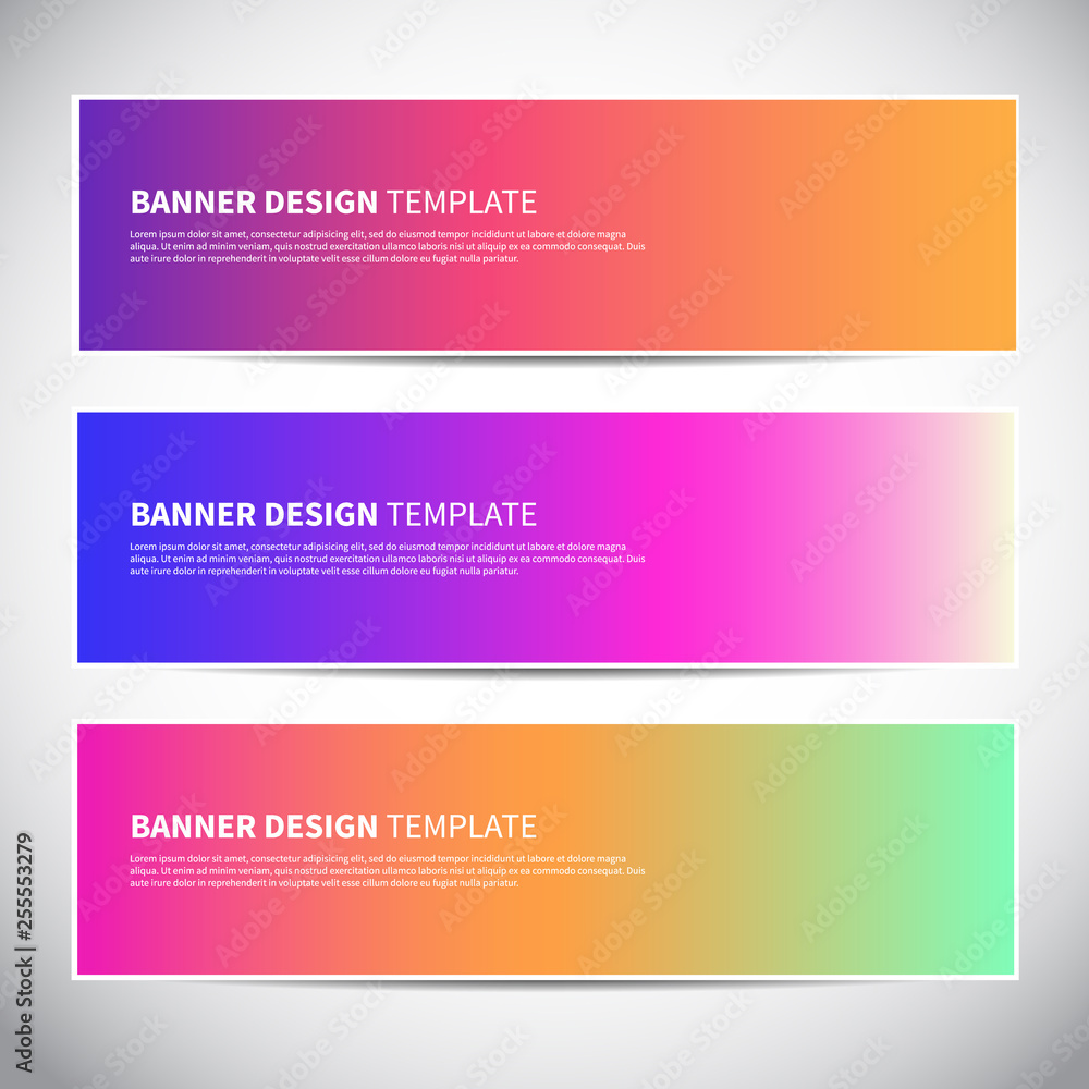 Banners or headers with trendy bright gradient colorful background