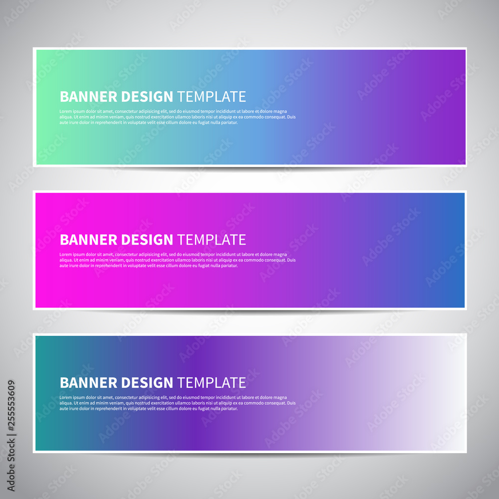 Banners or headers with trendy bright gradient colorful background