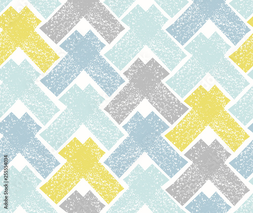 Creative seamless pattern with hand drawn geometric shape. Stamp textured background in nordic style. Grunge vector illustration for print, design, fabric.