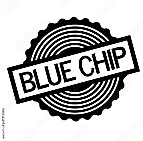 Blue chip stamp on white photo